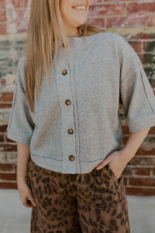 Everyday Rib Sweater- Heather Gray