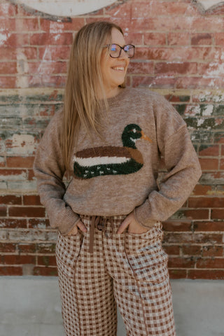 Lucky Duck Sweater- Mocha