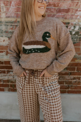 Lucky Duck Sweater- Mocha
