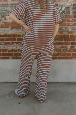 Rosy Rebel Striped Pants-Brown