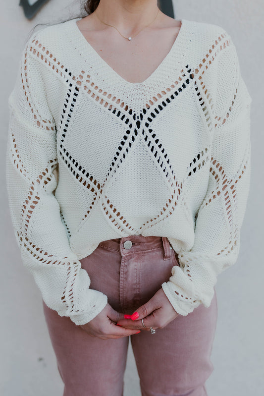 Open Knit Cream Sweater