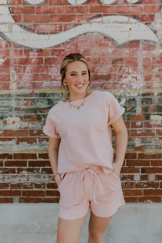 Striped French Terry Set- Blush