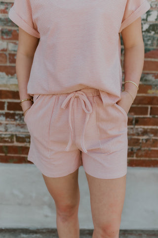Striped French Terry Set- Blush