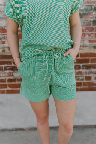 Striped French Terry Set- Kelly Green