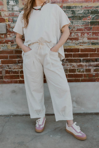 Short Sleeve Mineral Wash Set- Heather Grey