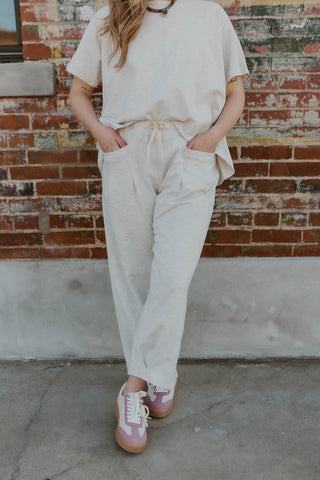 Short Sleeve Mineral Wash Set- Heather Grey