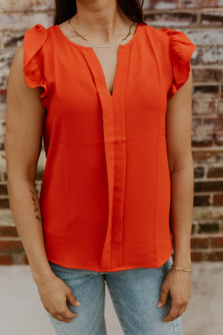 Front Pleat Top- Red