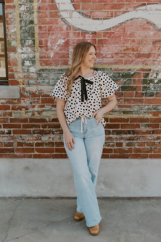 Bow Detail Polka Dot Top