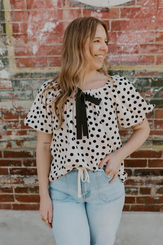 Bow Detail Polka Dot Top