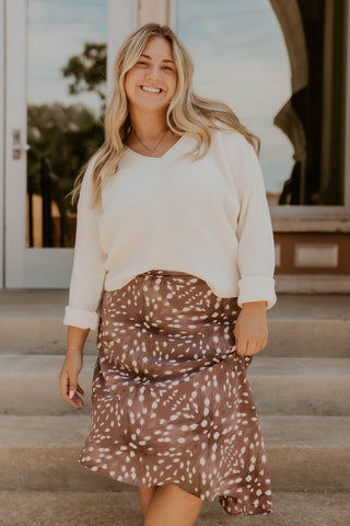 Animal Print Asymmetrical Skirt- Mocha