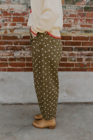Polly Polka Dot Printed Denim Pants