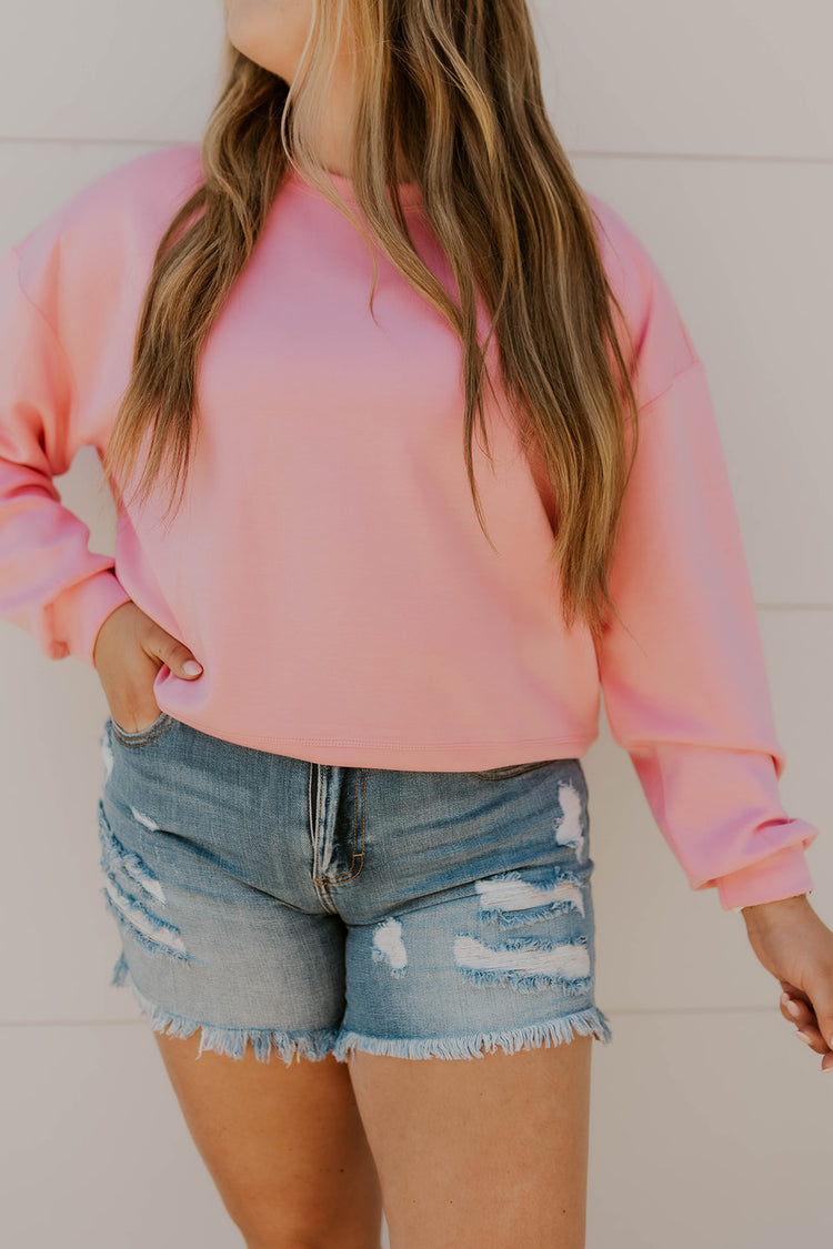 Scuba Relaxed Sweatshirt- Pink
