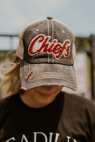 Bling Baseball Cap- Charcoal Chiefs