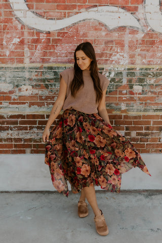 Floral Print Mesh Skirt