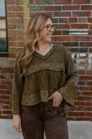 Lovely With Lace Top- Olive