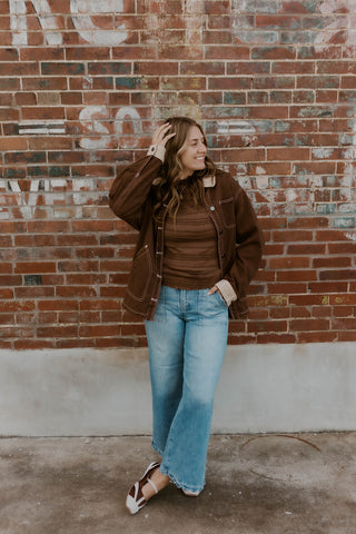 Scallop Days Wide Leg Jeans- Risen