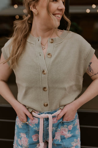 Sage Button Up Sweater