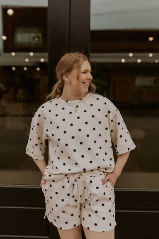 Polka Dot Relaxed Fit Scuba Top and Shorts Set