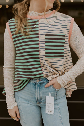 Vibrant In Color Stripe Top- Multi