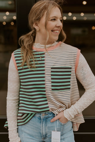 Vibrant In Color Stripe Top- Multi