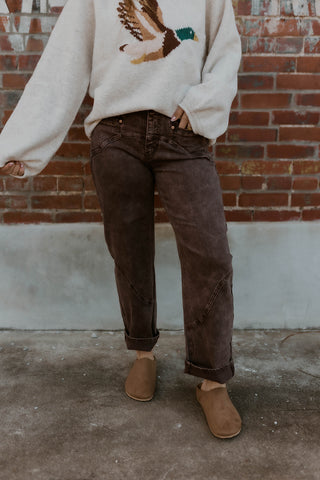 Happy Trails Brown Barrel Jeans