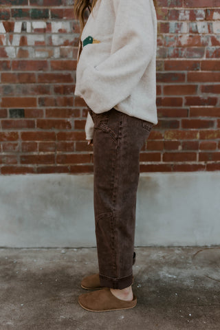 Happy Trails Brown Barrel Jeans