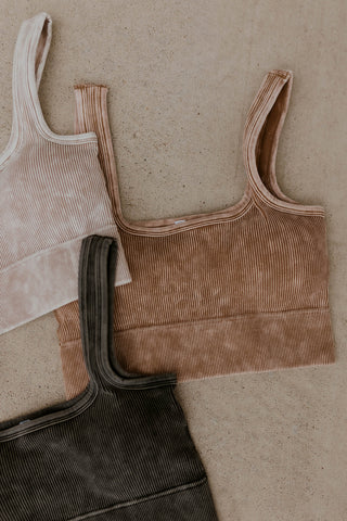 Padded Mineral Wash Square Neck Brami- Color Options