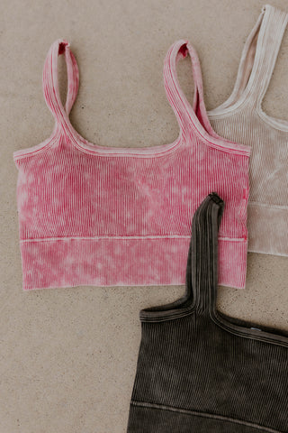 Padded Mineral Wash Square Neck Brami- Color Options