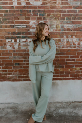 Cozy In Olive Brushed Knit Top