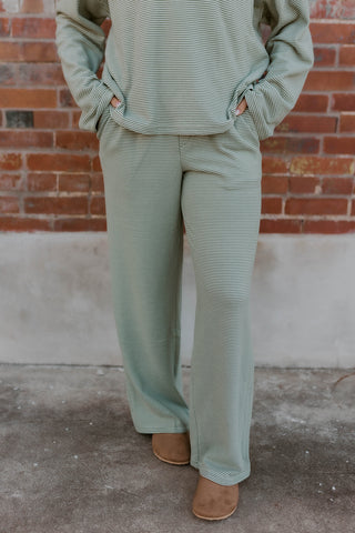 Cozy In Olive Brushed Knit Pants