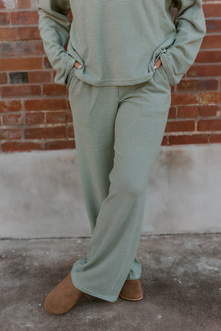 Cozy In Olive Brushed Knit Pants