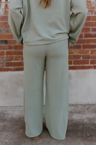 Cozy In Olive Brushed Knit Pants
