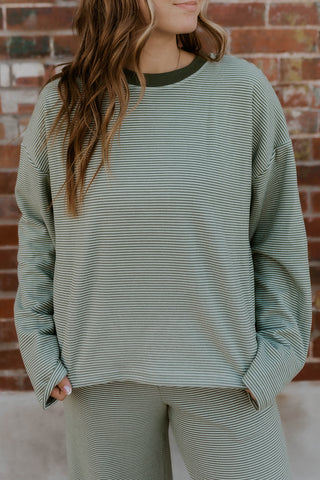 Cozy In Olive Brushed Knit Top