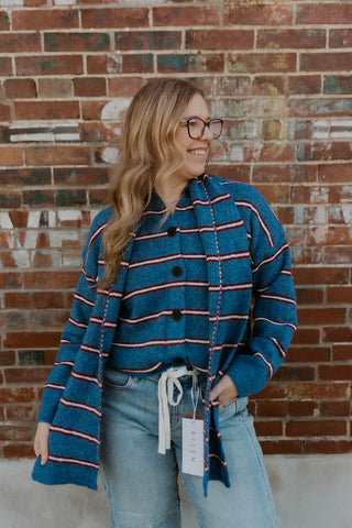 Meet Me Uptown Striped Sweater & Scarf