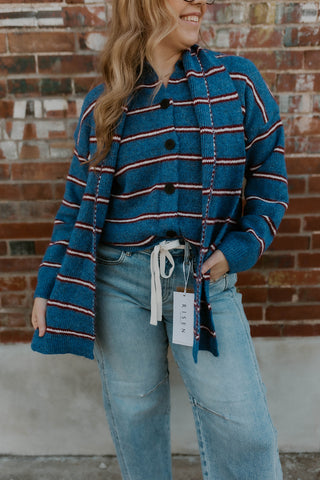 Meet Me Uptown Striped Sweater & Scarf