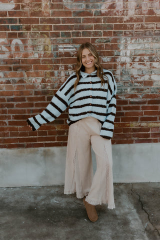 Snuggled Up Striped Sweater- Blue
