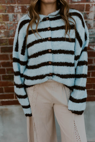 Snuggled Up Striped Sweater- Blue