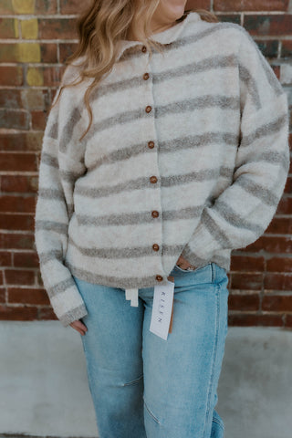 Snuggled Up Striped Sweater- Cream