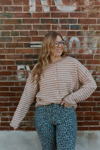 Perfectly Paired Button Up Sweater- Taupe