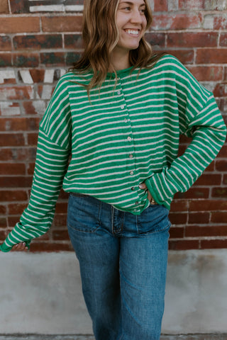 Perfectly Paired Button Up Sweater- Kelly Green