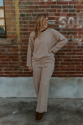 Slow Sunday Striped Set- Taupe