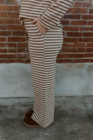 Slow Sunday Striped Set- Taupe