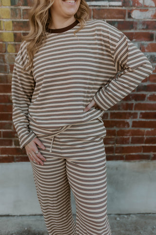 Slow Sunday Striped Set- Taupe