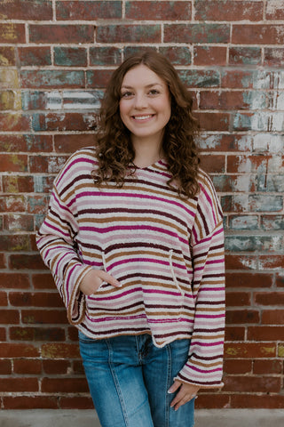 Wide Sleeve Hooded Sweater