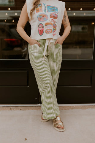 The Boardwalk Striped Pants- Lime