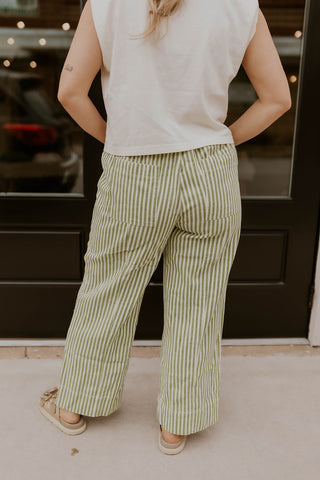 The Boardwalk Striped Pants- Lime
