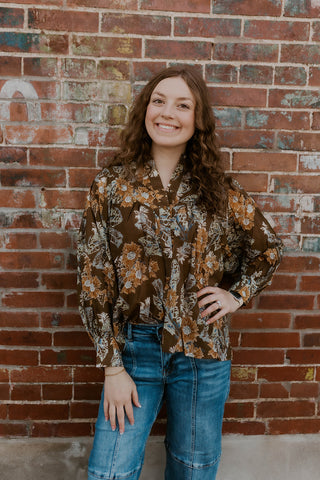 Falling For Floral Button Down Top