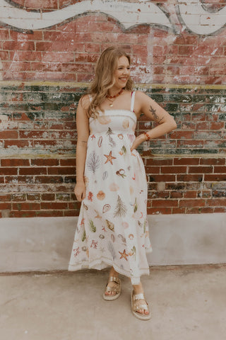 nautical midi dress Nautical Sea Midi Dress Vintage Charm