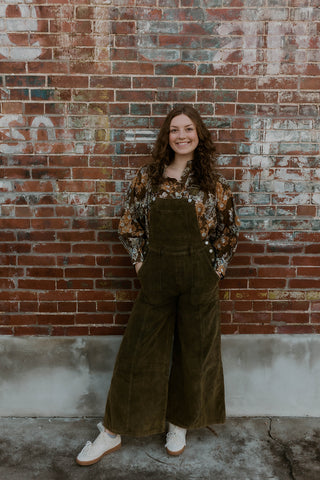 Corduroy Mineral Wash Flare Overalls