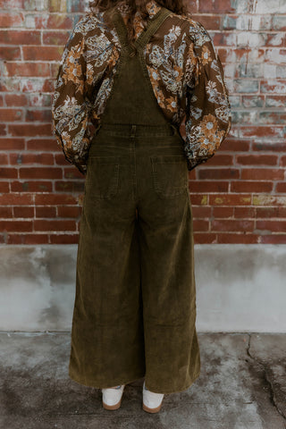 Corduroy Mineral Wash Flare Overalls